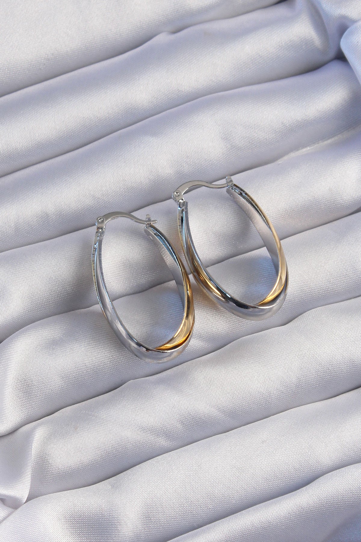 Brass Gold Silver Color Long Curved Earrings