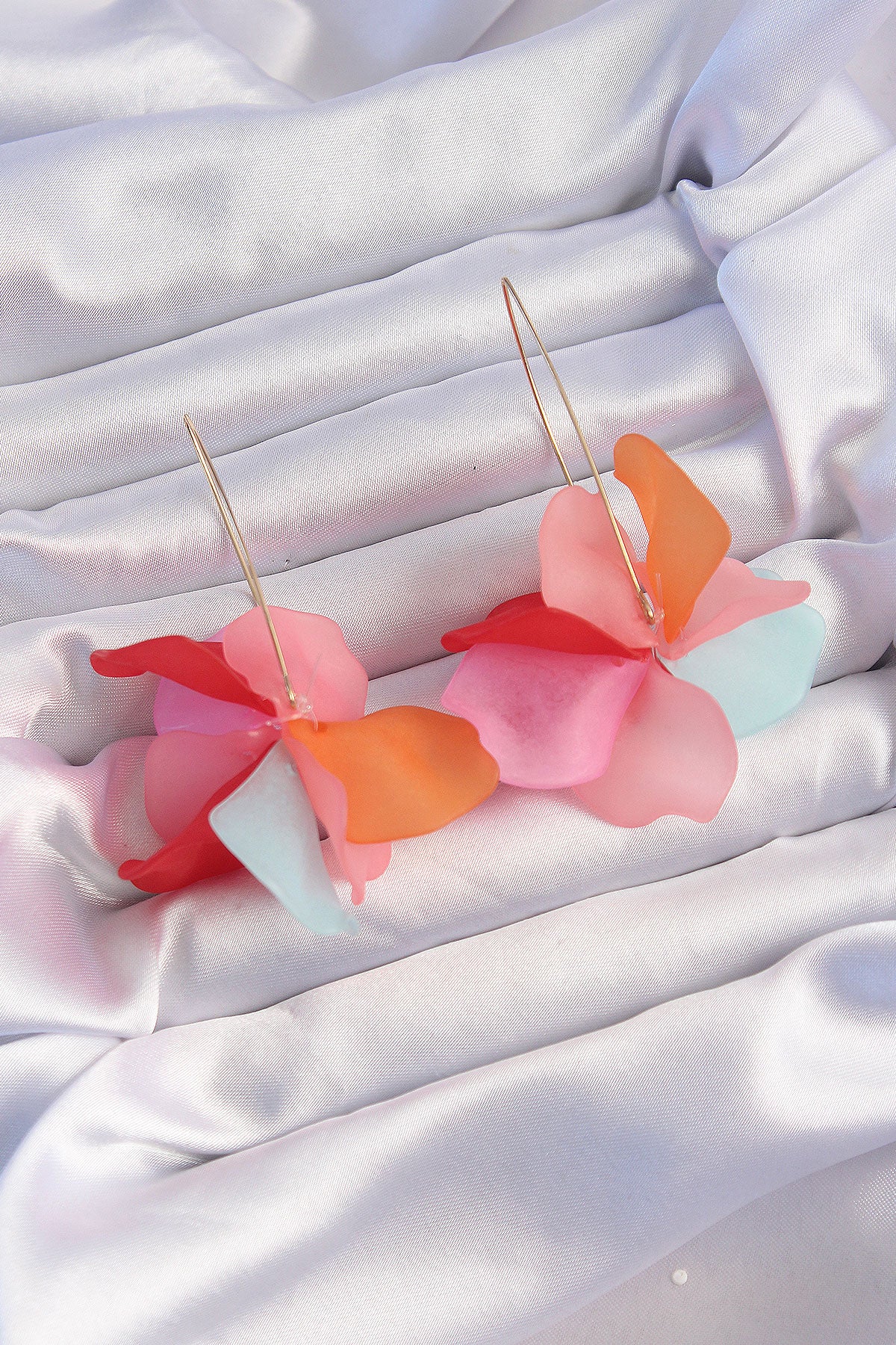 Brass Mixed Soft Color Flora Earrings