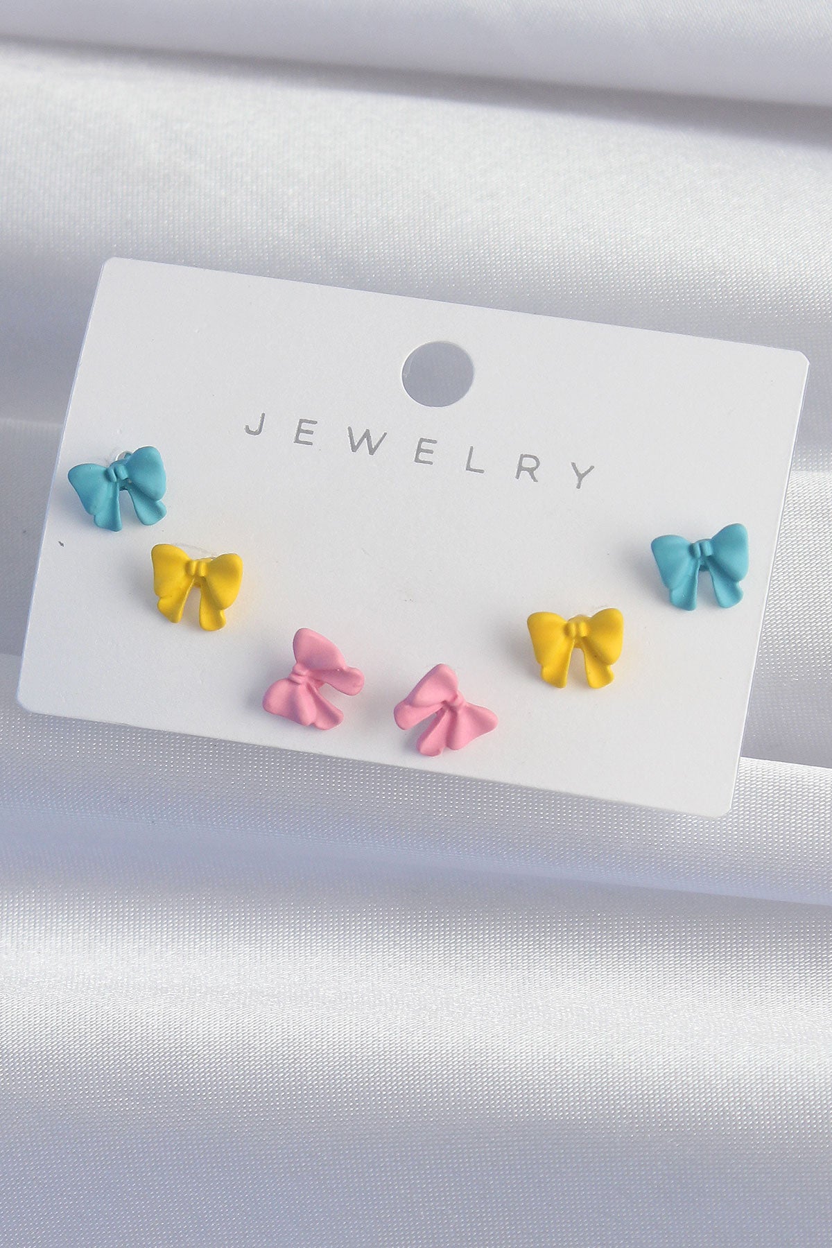 Brass Colorful Enamel Minimal Bow Earring Set