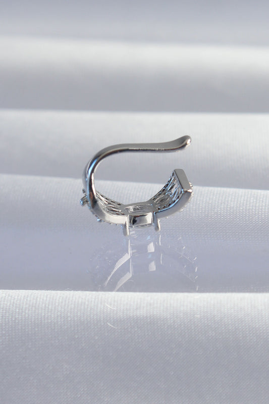 Brass Silver Color Zircon Stone Plated Earcuff Earrings