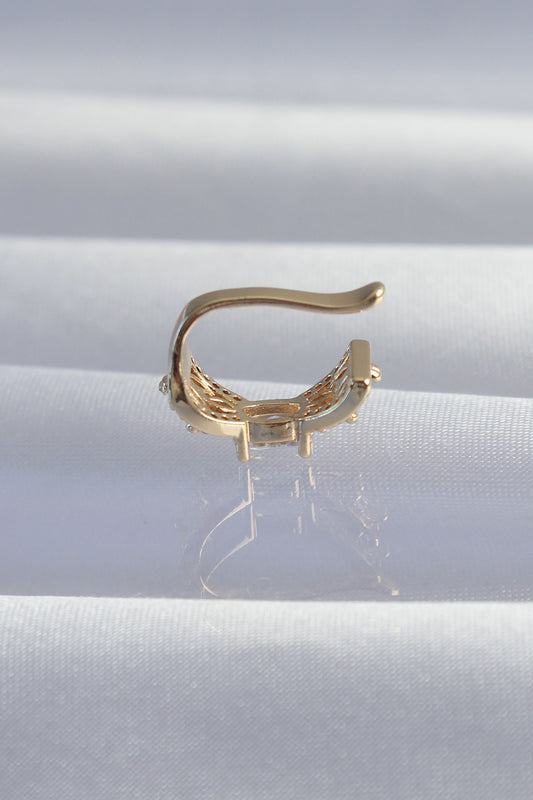 Brass Gold Color Zircon Stone Plated Earcuff Earrings