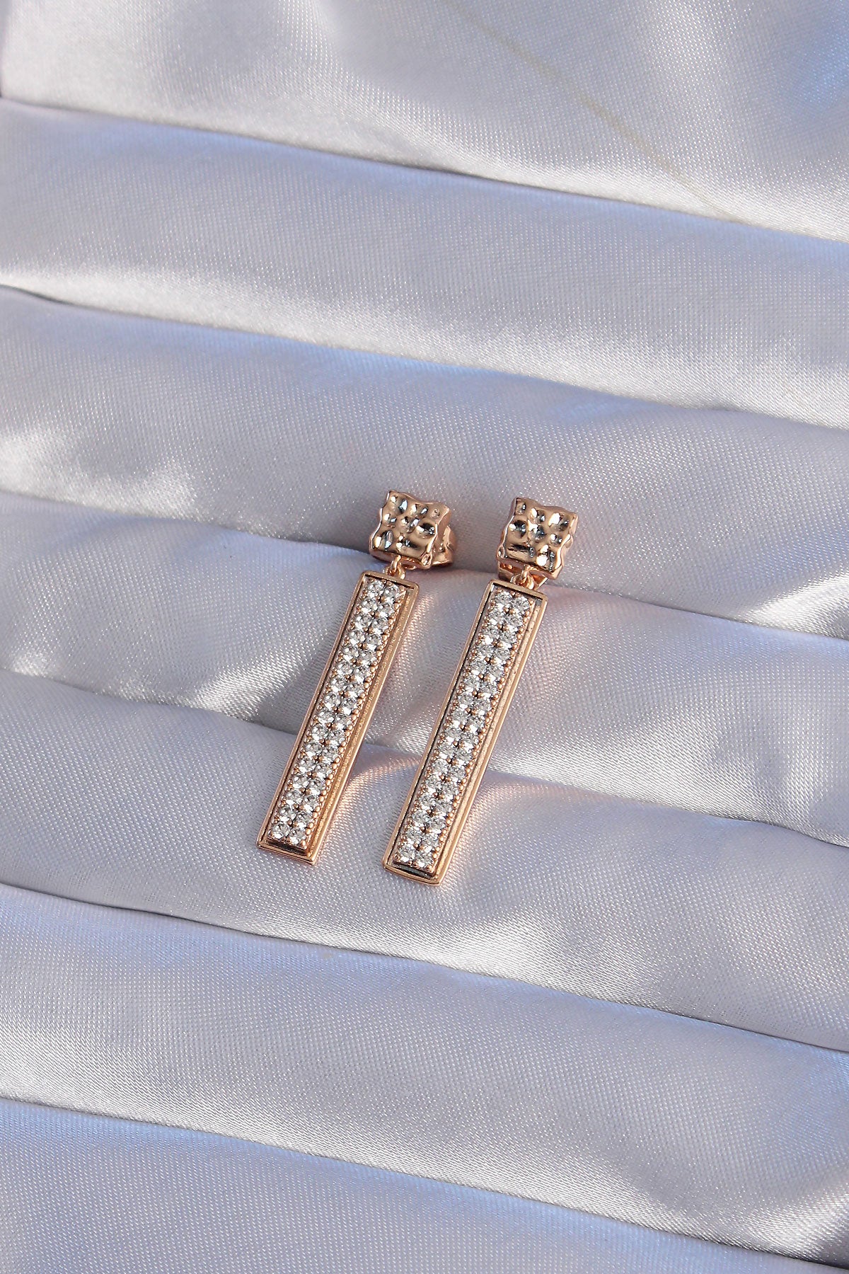 XUPING Rose Color Zircon Stone Waterway Earrings