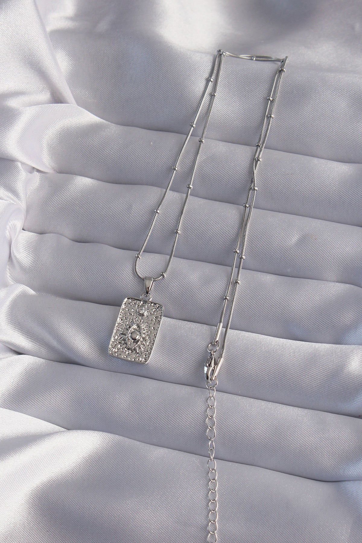 316L Steel Chain Silver Color Laser Engraved Eye Figure Tarot Necklace