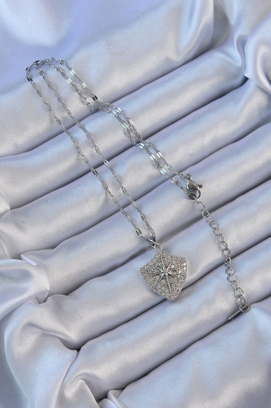 316L Steel Chain Silver Color Zircon Stone Polar Star Necklace