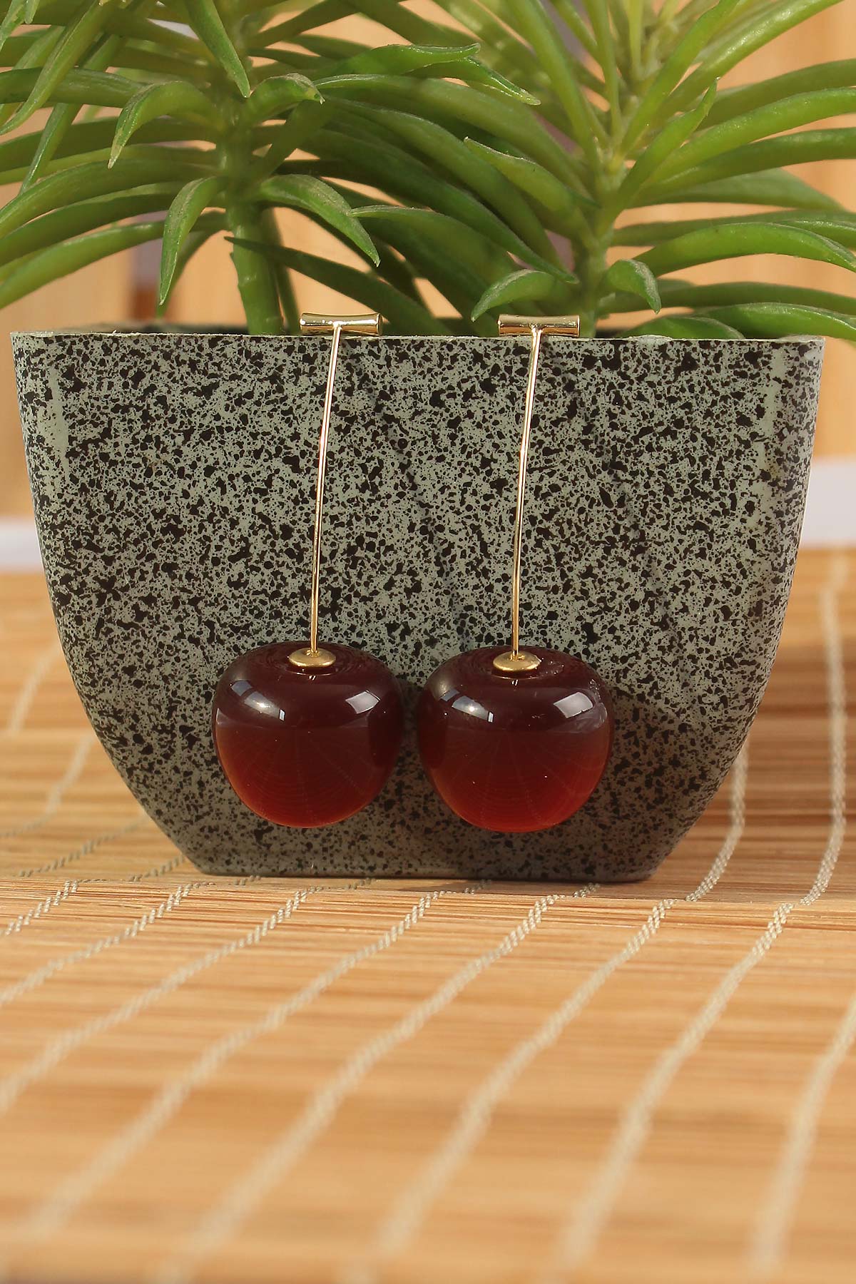 Gold Color Cherry Model Women's Earrings
