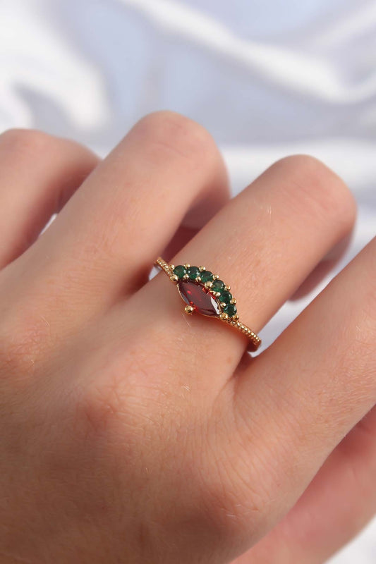 Brass Gold Color Colorful Zircon Stone Adjustable Watermelon Model Ring