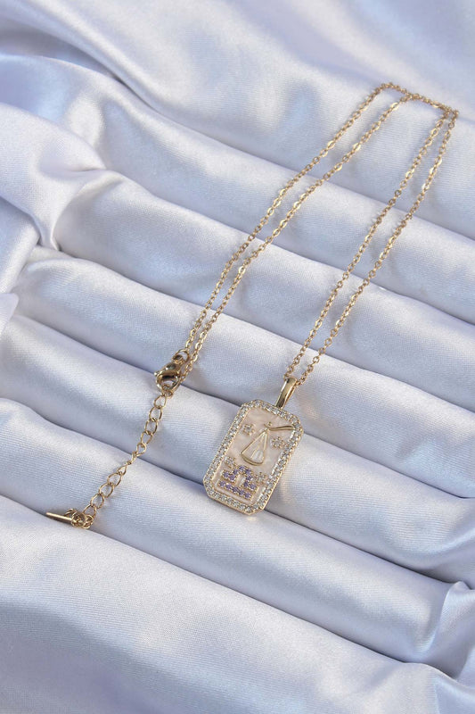 316L Steel Chain Gold Color Lilac Zircon Stone Tarot Necklace