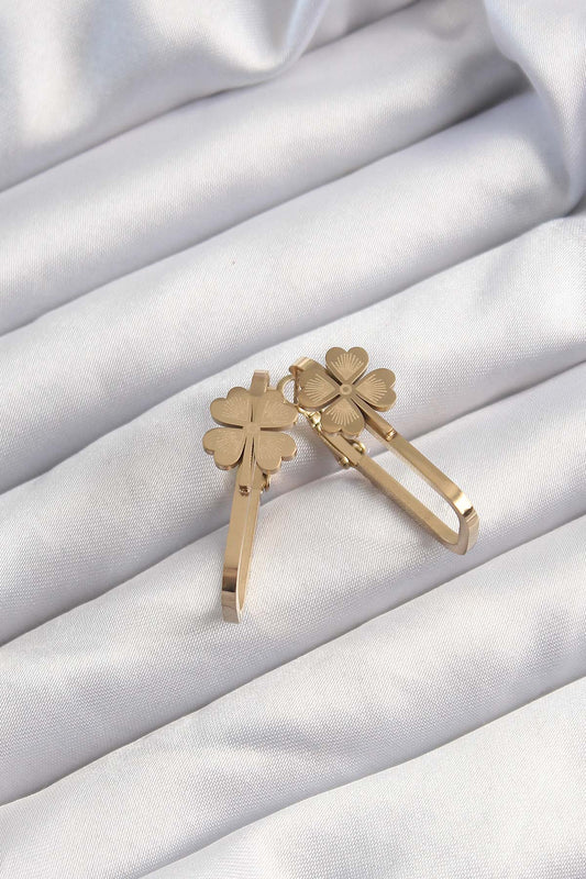 316L Steel Gold Color Geometric Clover Model Earrings