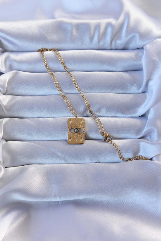 316L Gold Color Embroidered Evil Eye Vintage Necklace