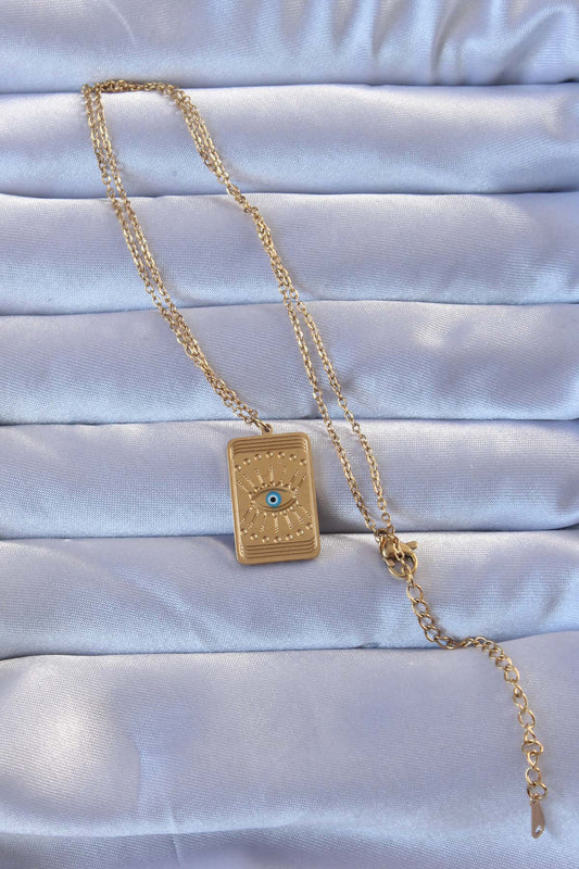 316L Gold Color Embroidered Evil Eye Model Vintage Necklace