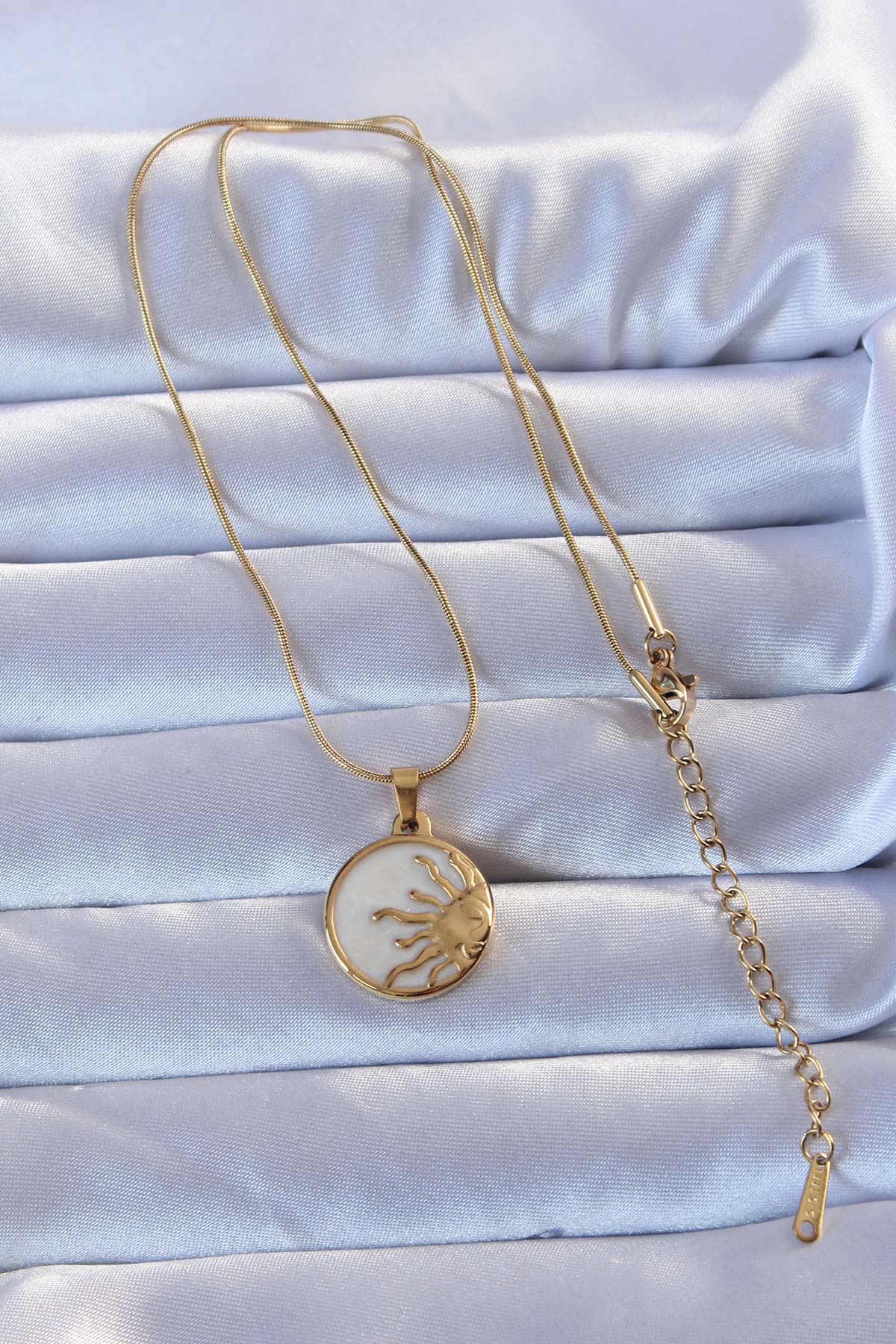316L Gold Color Enamel Shining Sun Necklace