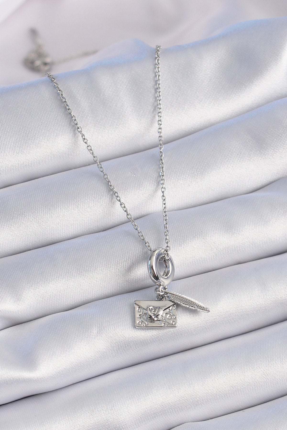 316L Steel Silver Color Heart Detail Letter Figure Charm Model Women's Necklace