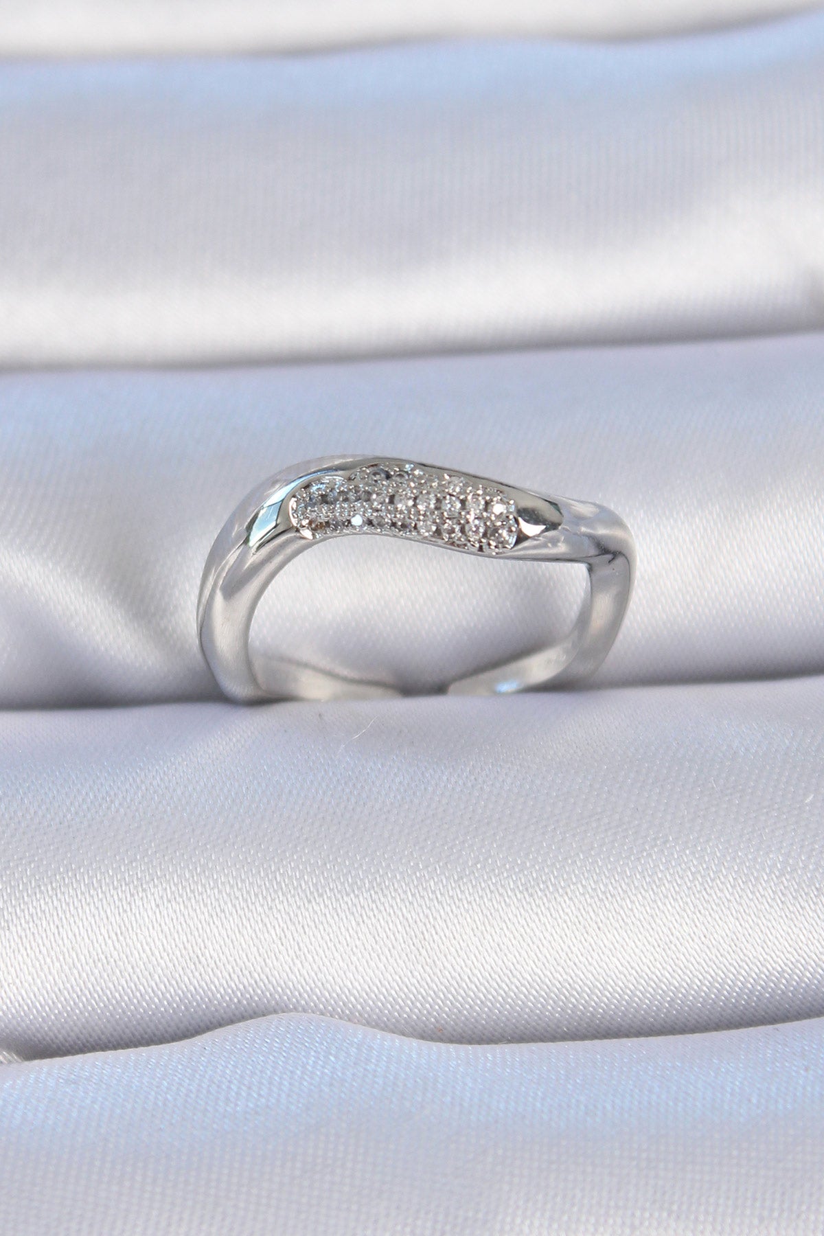 Brass Silver Color Zircon Stone Women's Ring