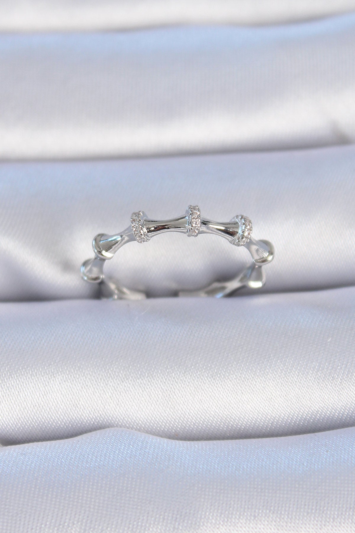 Brass Silver Color Zircon Stone Women's Ring