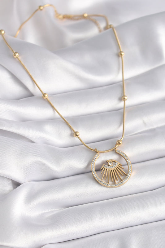 316L Steel Gold Color Zircon Stone Eye Model Women's Necklace