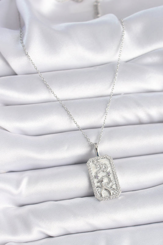 316L Steel Silver Color Chain Capricorn Zircon Stone Women's Necklace