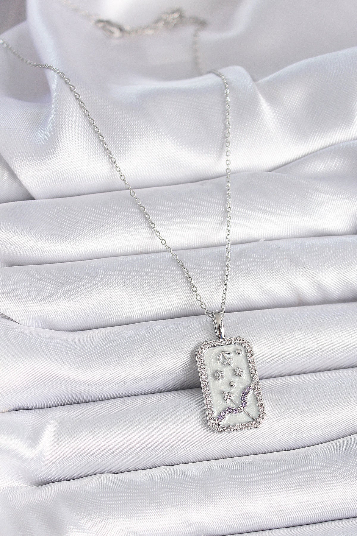316L Steel Silver Color Chain Sagittarius Zodiac Sign Zircon Stone Women's Necklace
