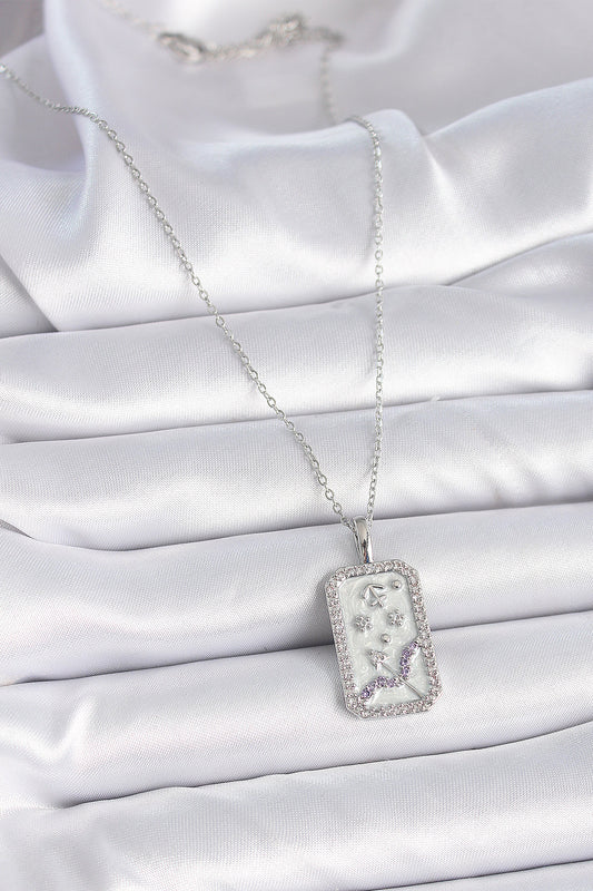 316L Steel Silver Color Chain Sagittarius Zodiac Sign Zircon Stone Women's Necklace