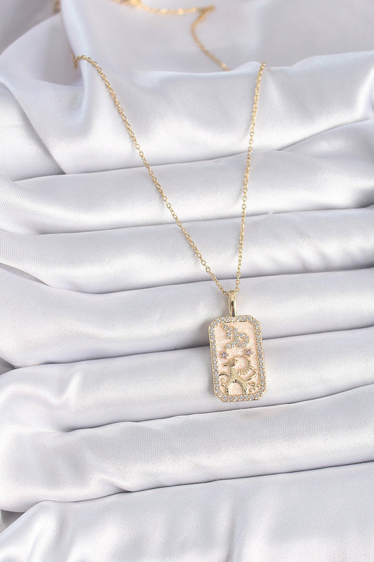 316L Steel Gold Color Chain Capricorn Zircon Stone Women's Necklace
