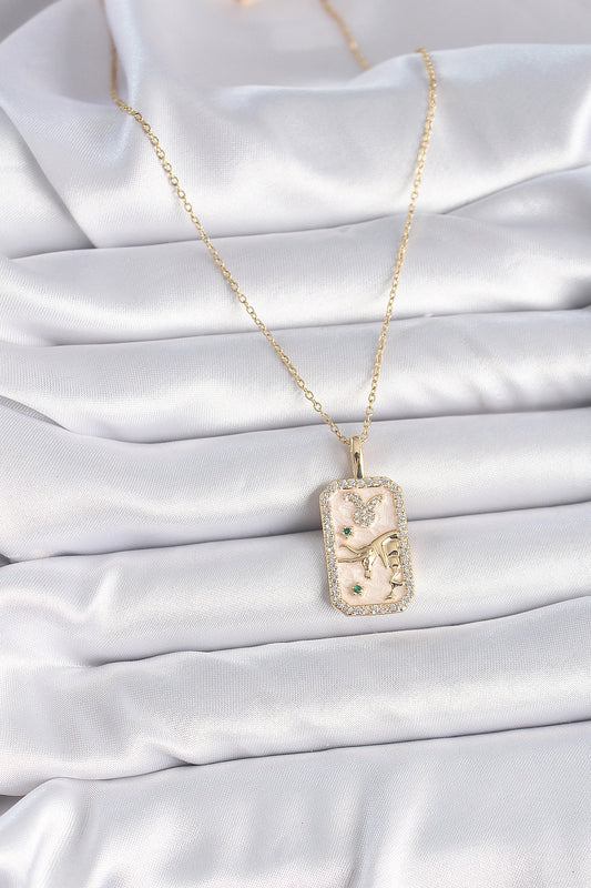 316L Steel Gold Color Chain Taurus Zodiac Sign Zircon Stone Women's Necklace