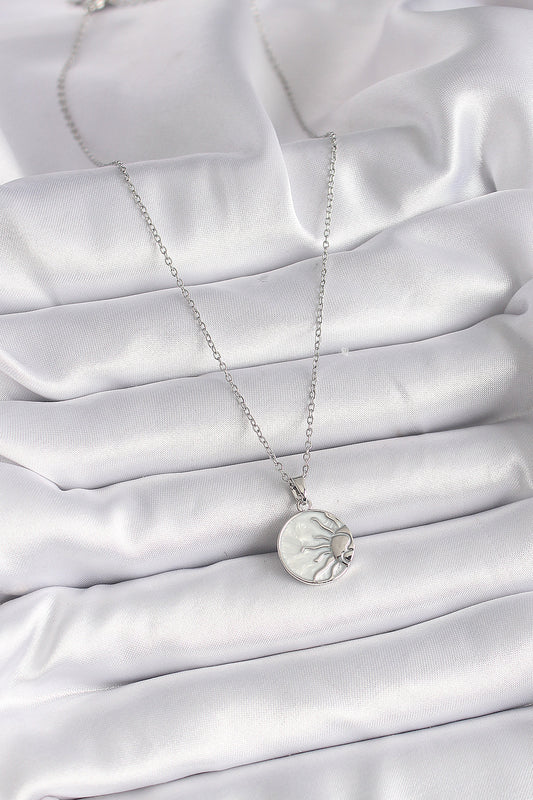 316L Steel Silver Color Chain White Pearl Sunset Model Women's Necklace