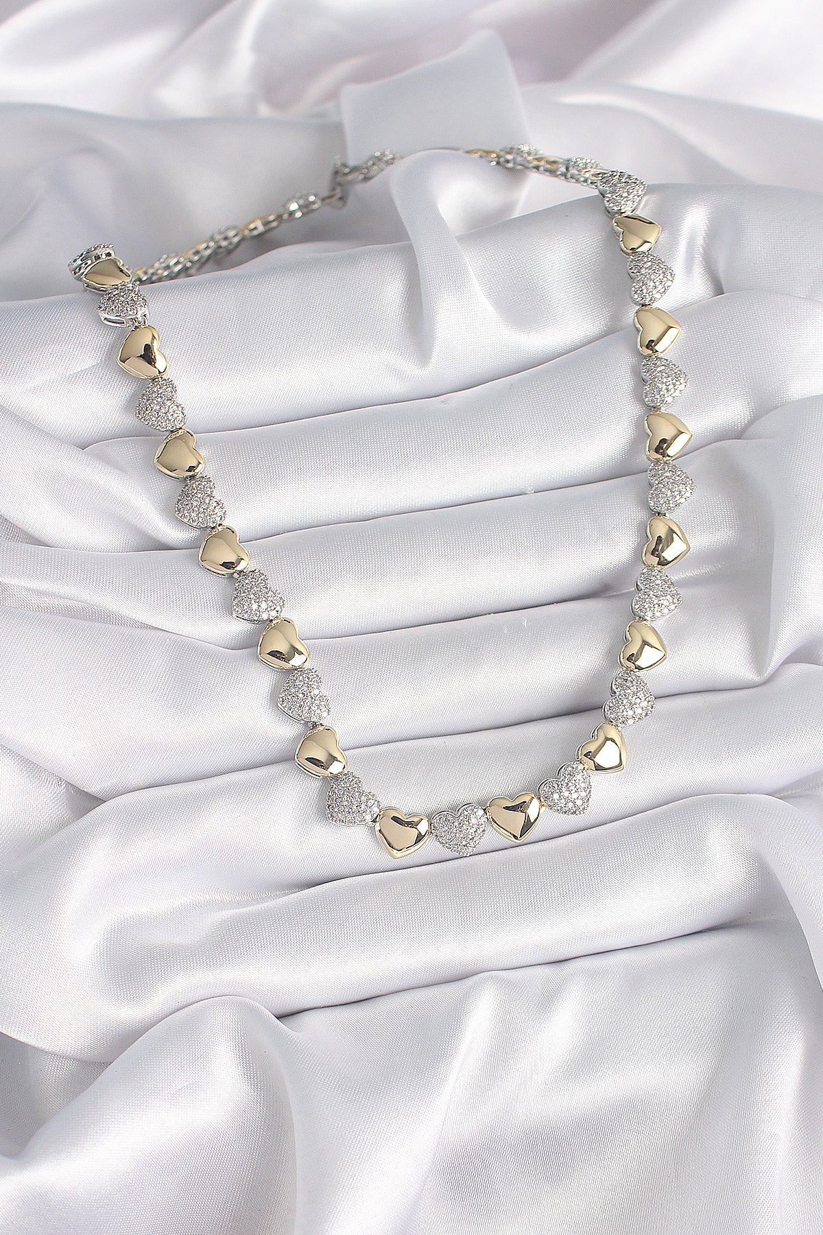 Brass Mix Color Zircon Stone Heart Model VIP Exclusive Series Women's Necklace