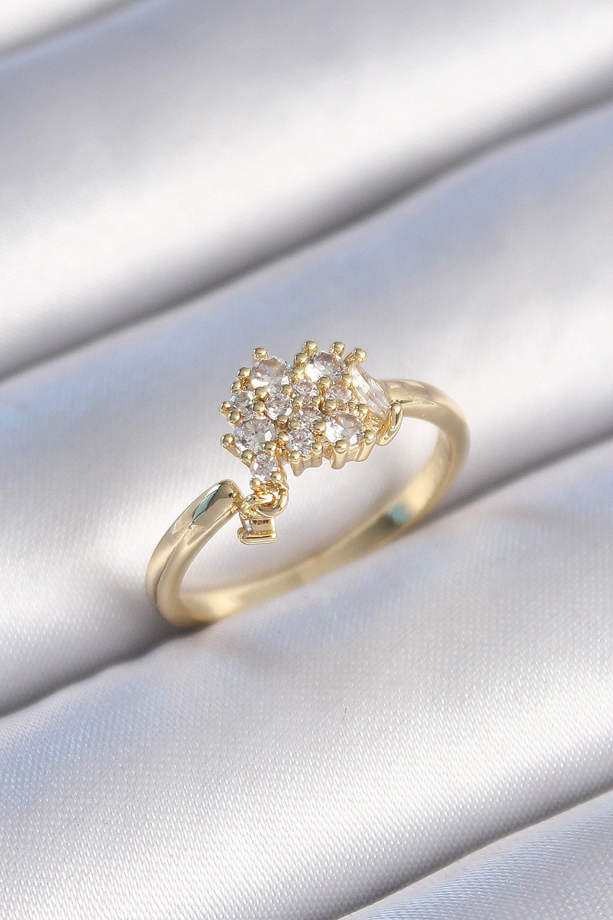 Brass Gold Color Zircon Stone Women's Ring