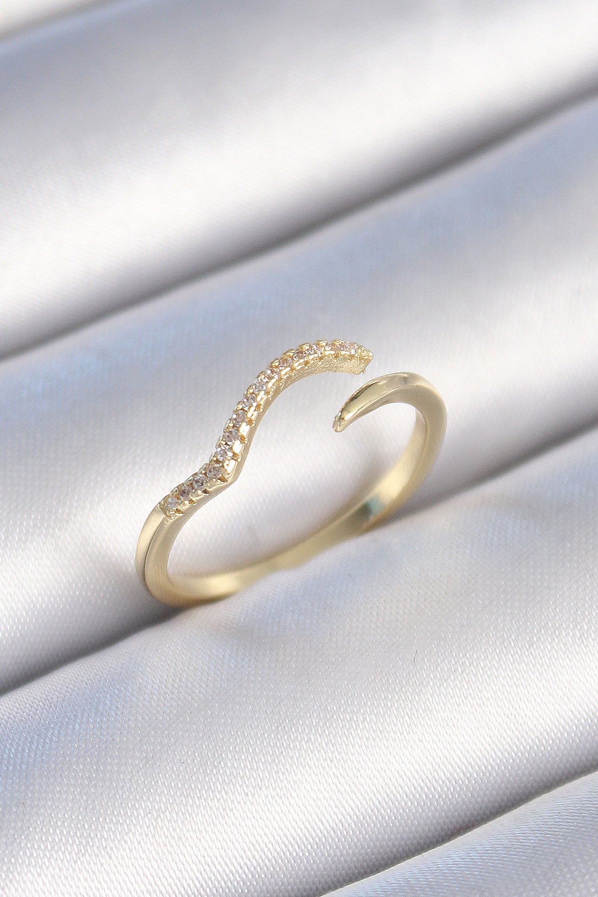 Brass Gold Color Zircon Stone Women's Ring