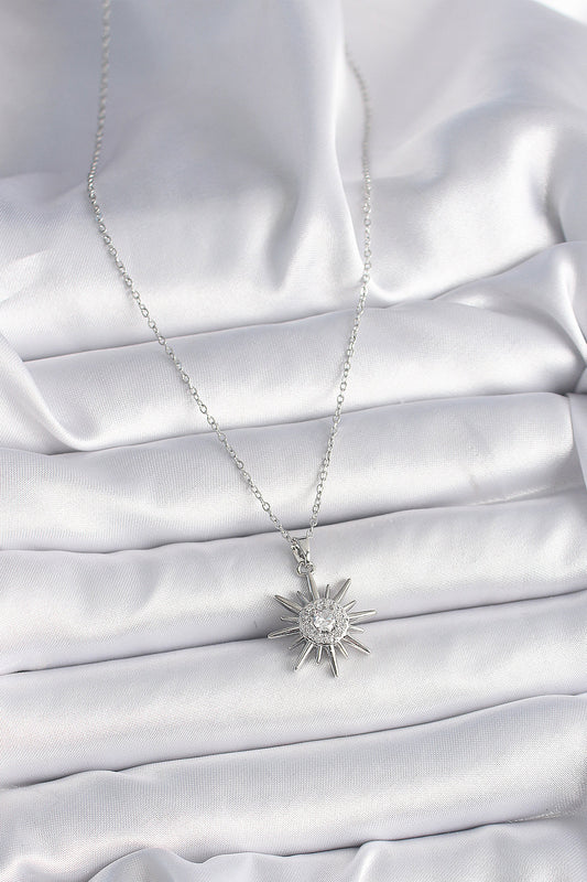 316L Steel Silver Color Chain Zircon Stone Sun Model Women's Ring