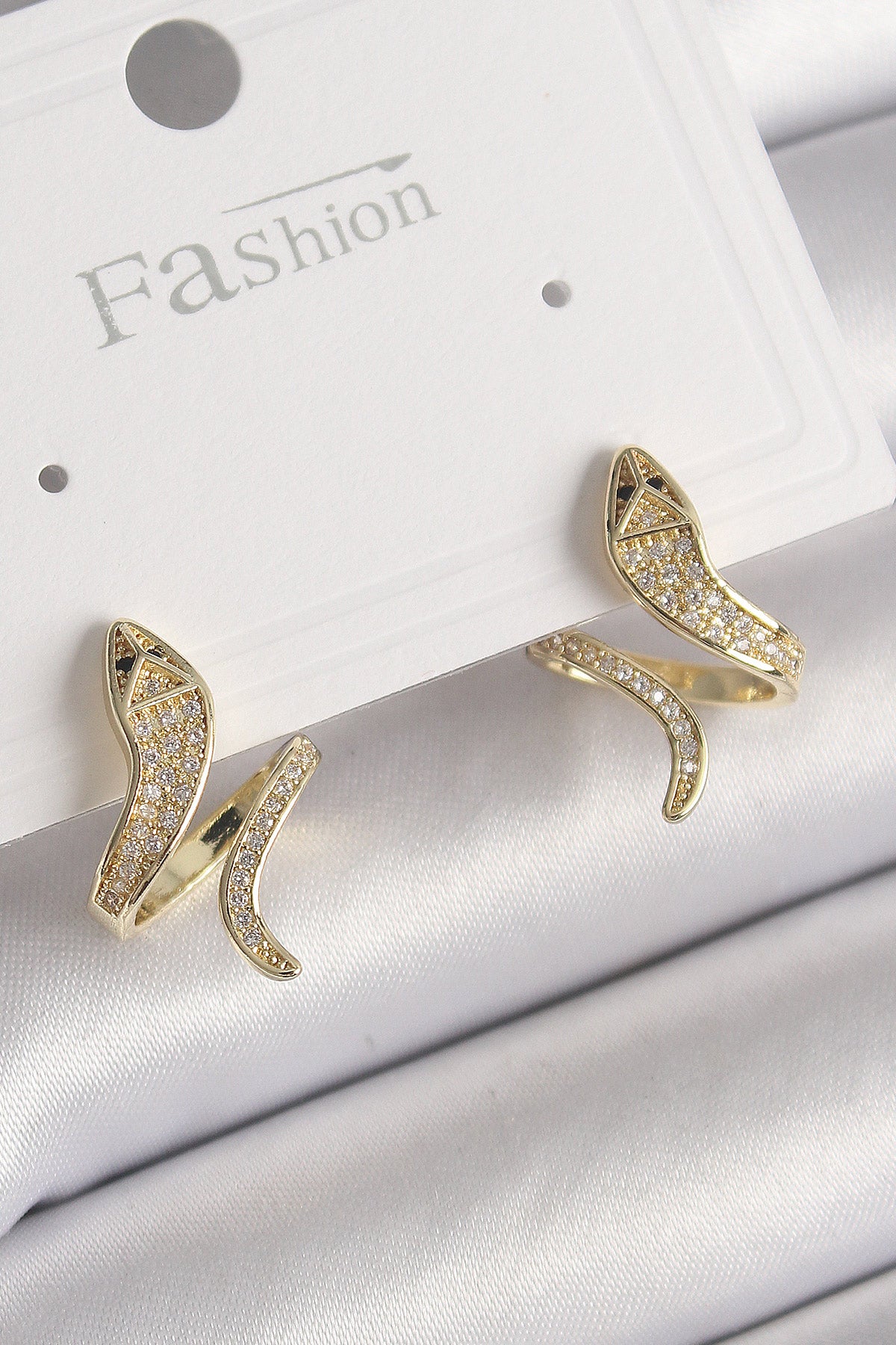 Brass Gold Color Zircon Stone Snake Model Women's Earrings