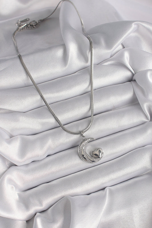 316L Steel Silver Color Italian Chain Zircon Stone Halil Figure Heart Detail Women's Necklace