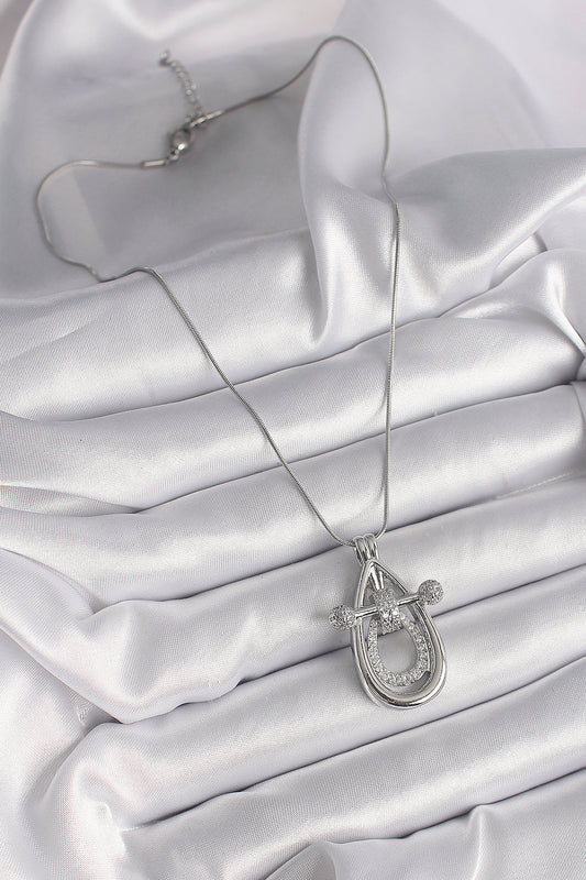 316L Steel Silver Color Zircon Stone Drop Model Women's Necklace