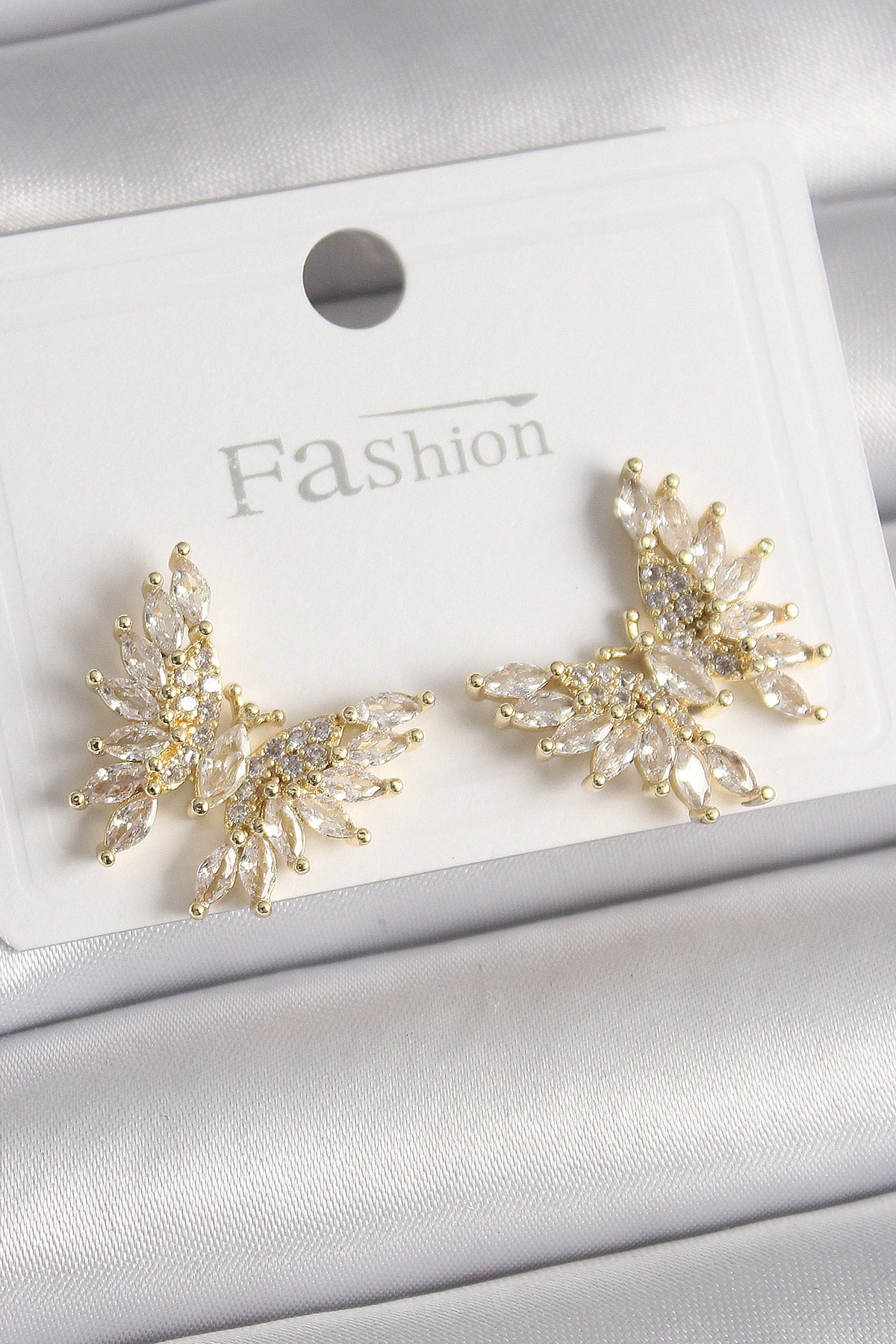 Brass Gold Color Zircon Stone Butterfly Model Women's Earrings