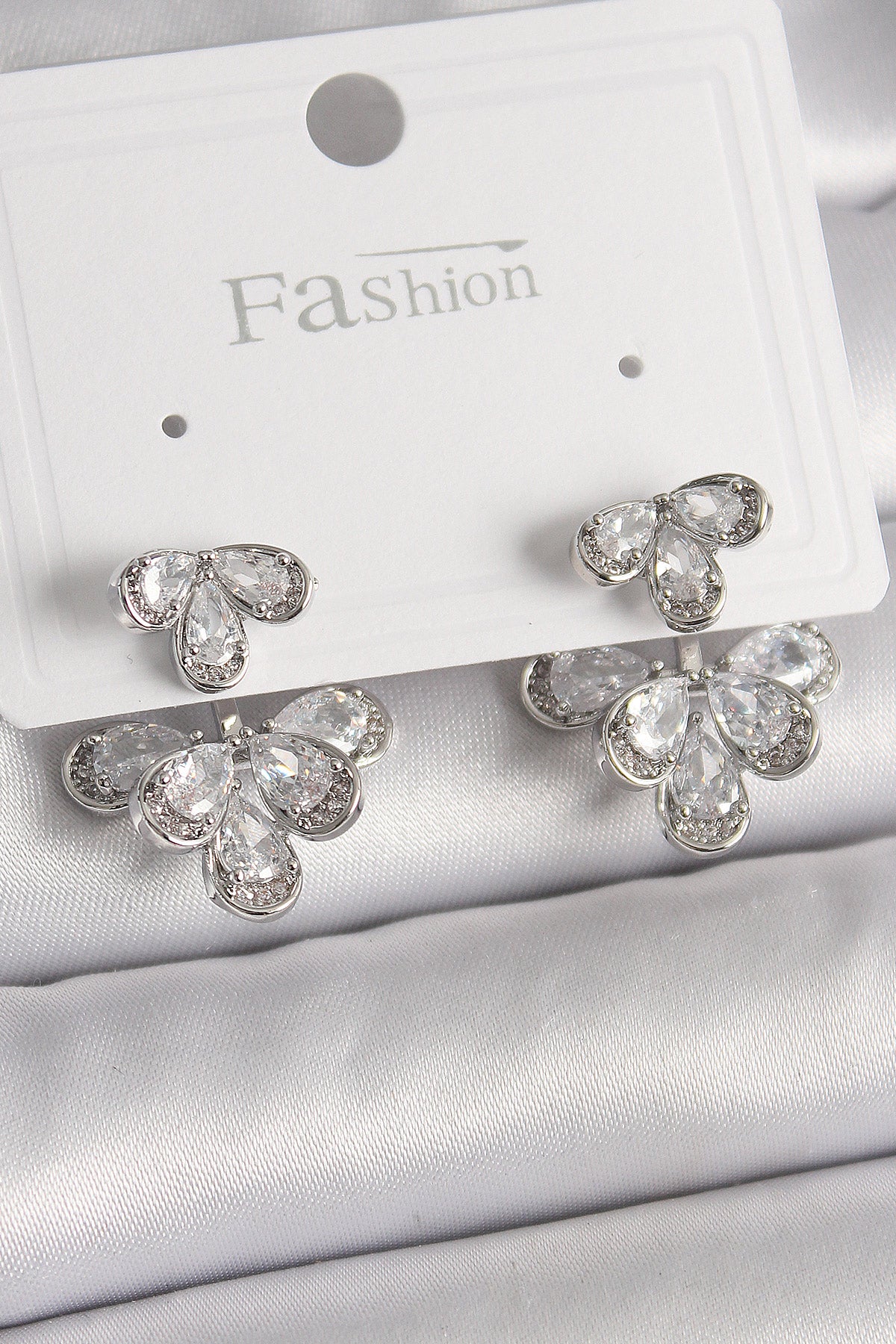 Brass Silver Color Zircon Stone Drop Model Women's Earrings