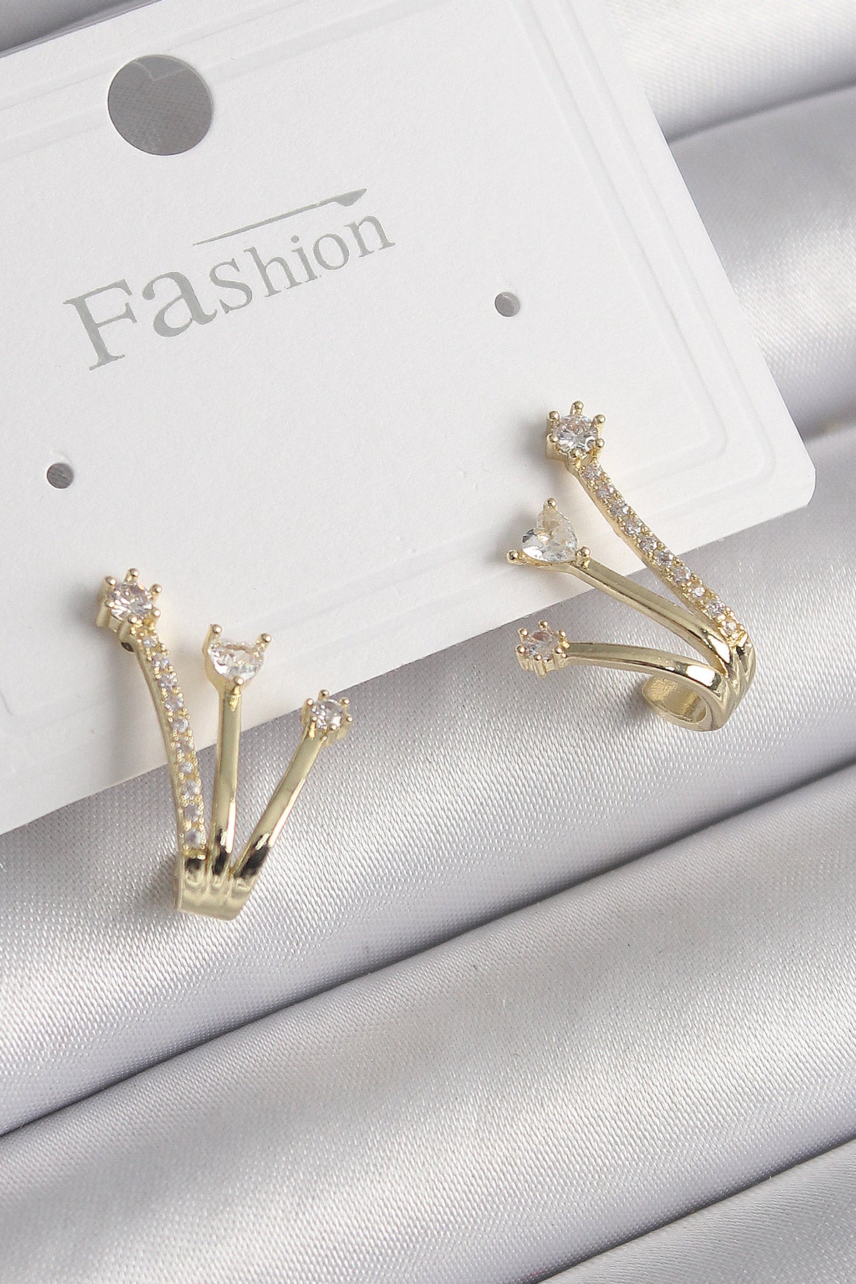 Brass Gold Color Zircon Stone Women's Earrings