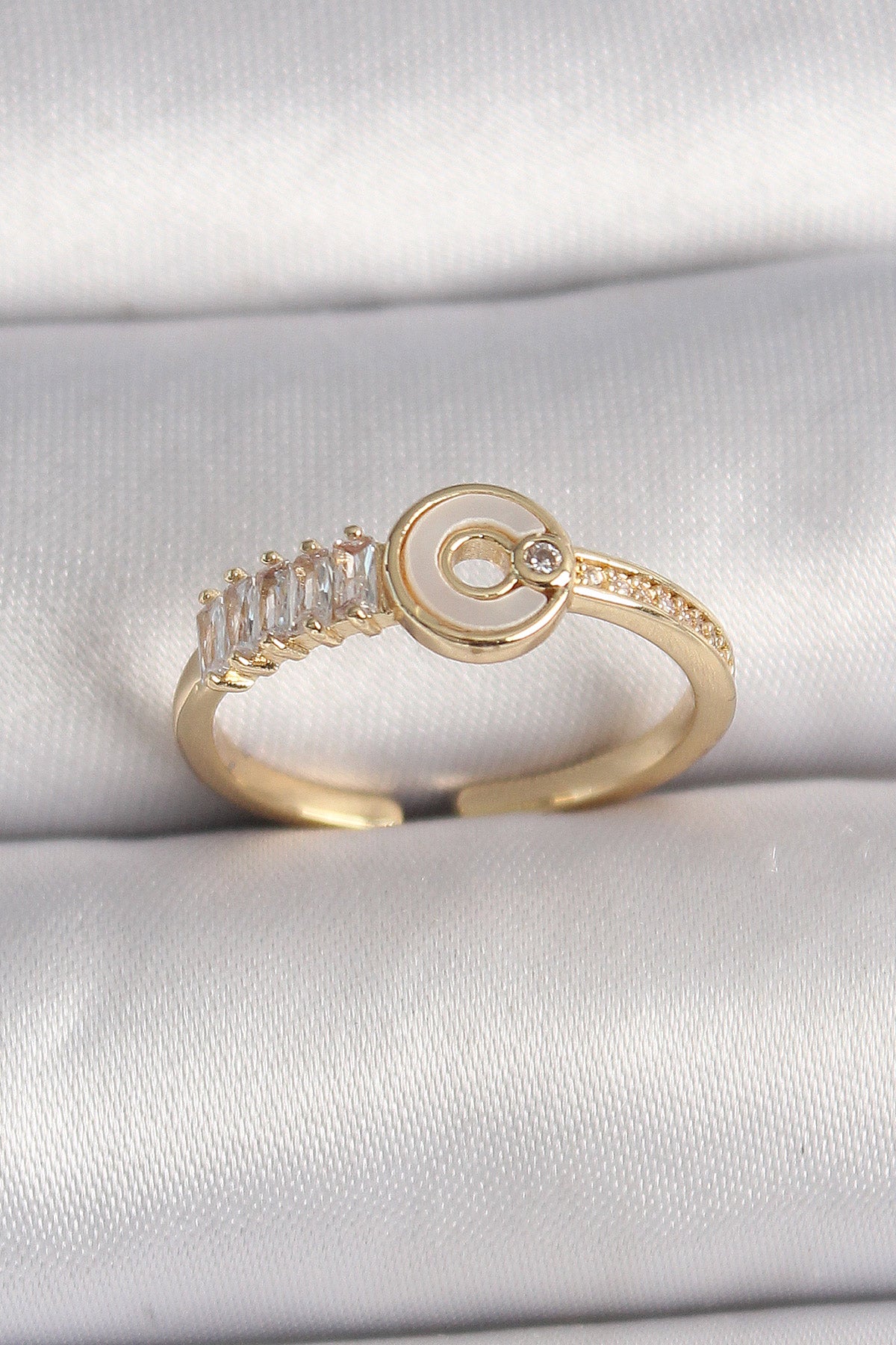 Brass Gold Color Zircon Stone Adjustable Women's Ring