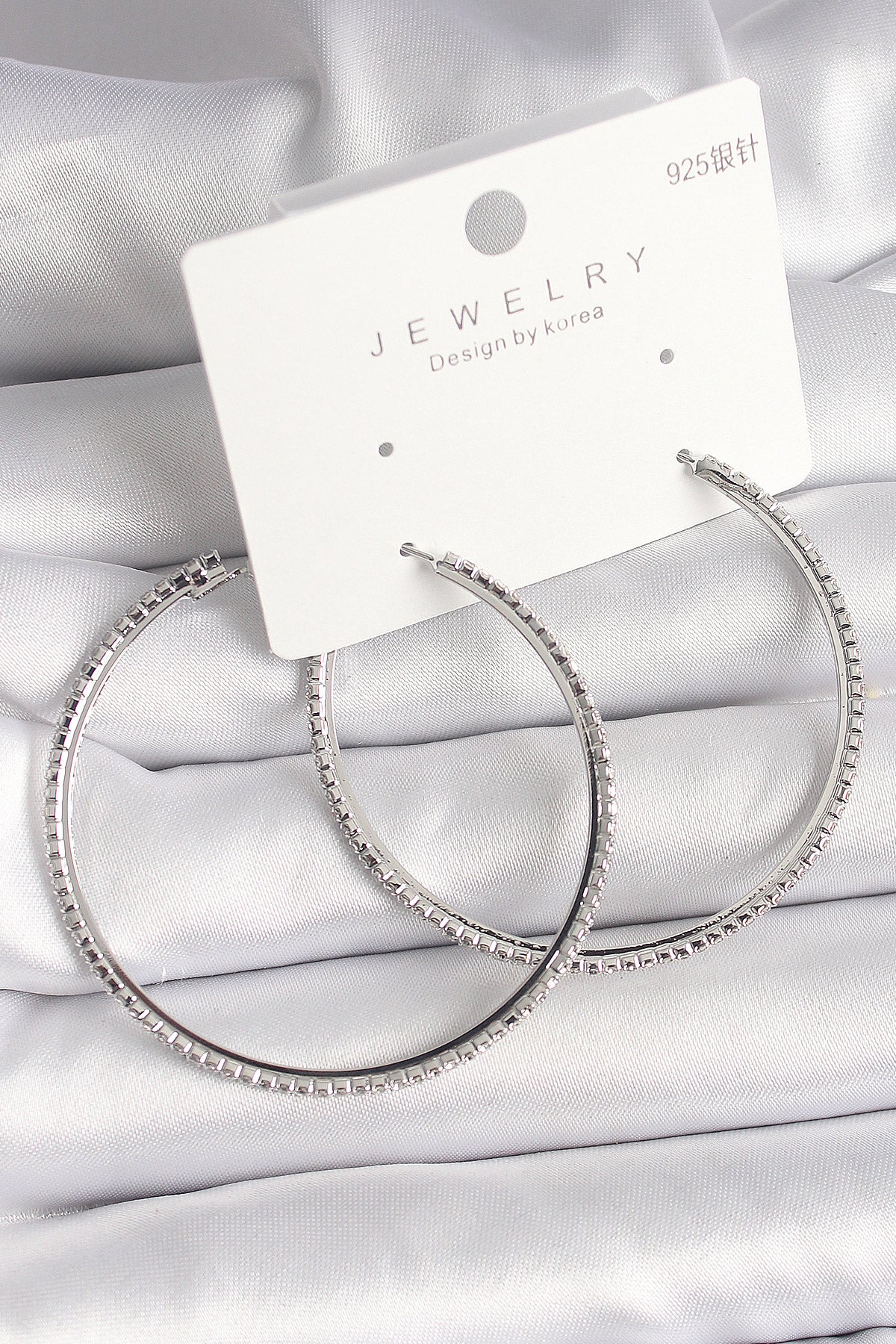 Brass Silver Color Zircon Stone Hoop Model Women's Earrings