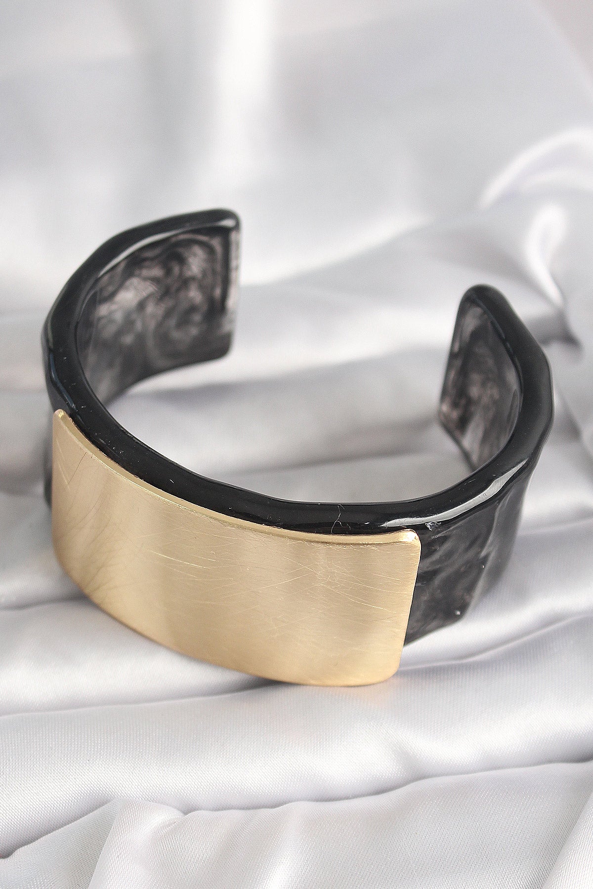 Black Marble Pattern Acrylic Plastic Goal Rectangle Plate Model Vintage Women's Bracelet