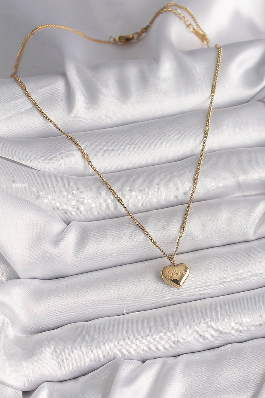 316L Steel Gold Color Chain Love Embroidered Heart Figure Women's Necklace