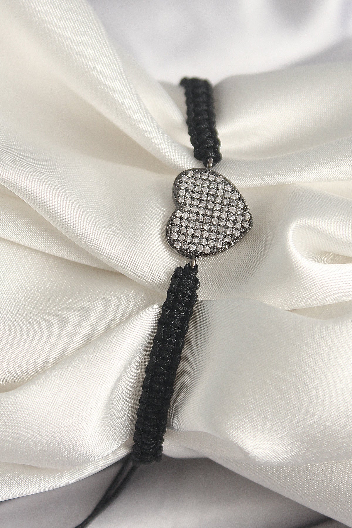 Brass Smoke Color Zircon Stone Heart Figure Elevator Macrame Model Women's Bracelet