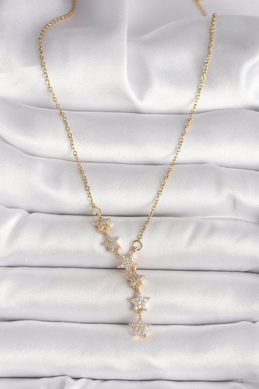 316L Steel Gold Color Chain Zircon Stone Star Model Women's Necklace