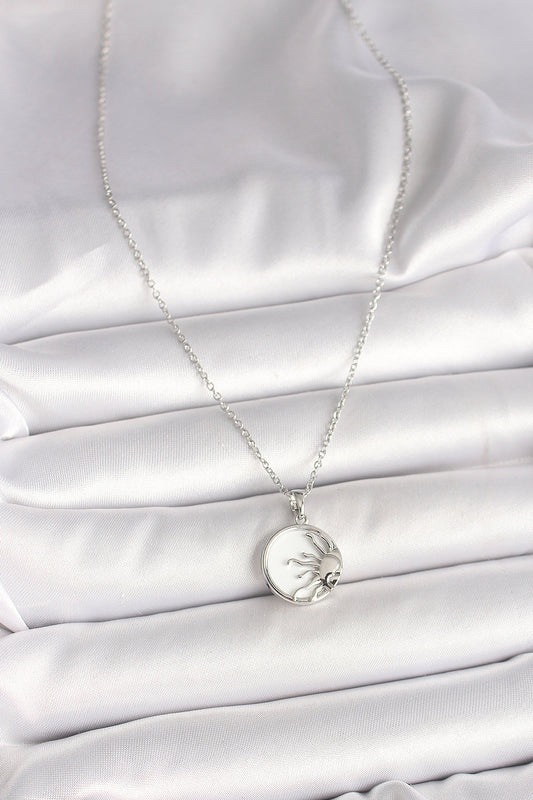 316L Steel Silver Color Chain White Enamel Sunset Model Women's Necklace
