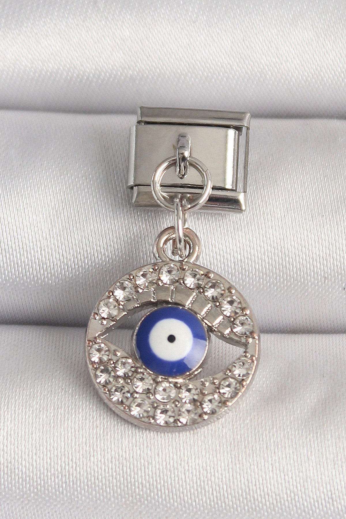 316L Steel Silver Color Zircon Stone Eye Model Evil Eye Bead Detail Nomination Charm