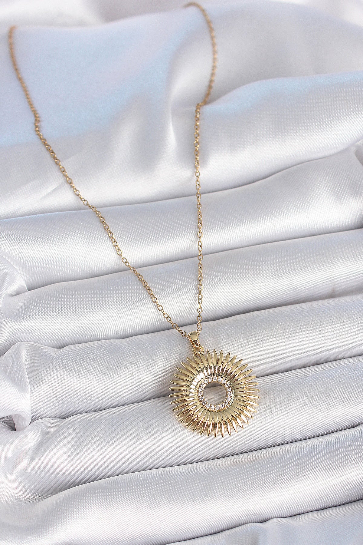 316L Steel Gold Color Chain Zircon Stone Nova Star Model Women's Necklace