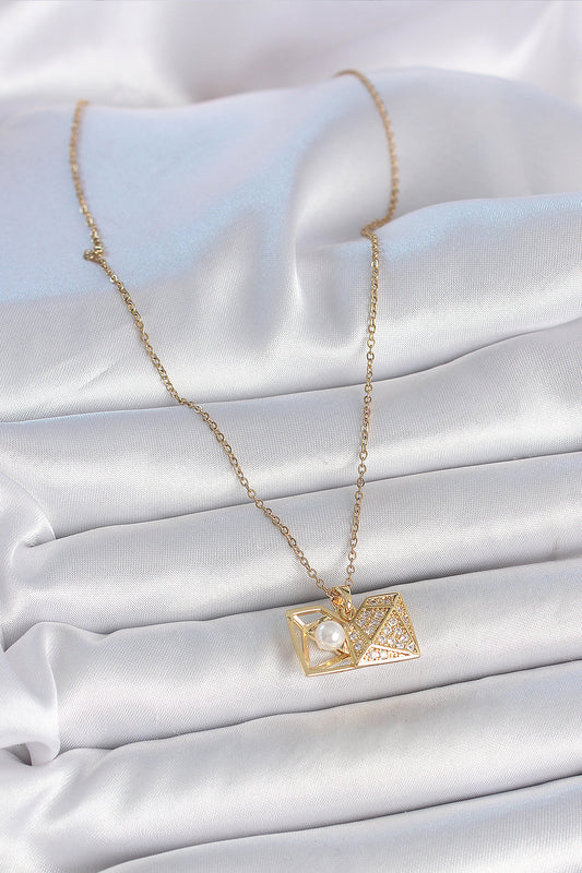 316L Steel Gold Color Chain Zircon Stone Openable Pearl Diamond Model Women's Necklace
