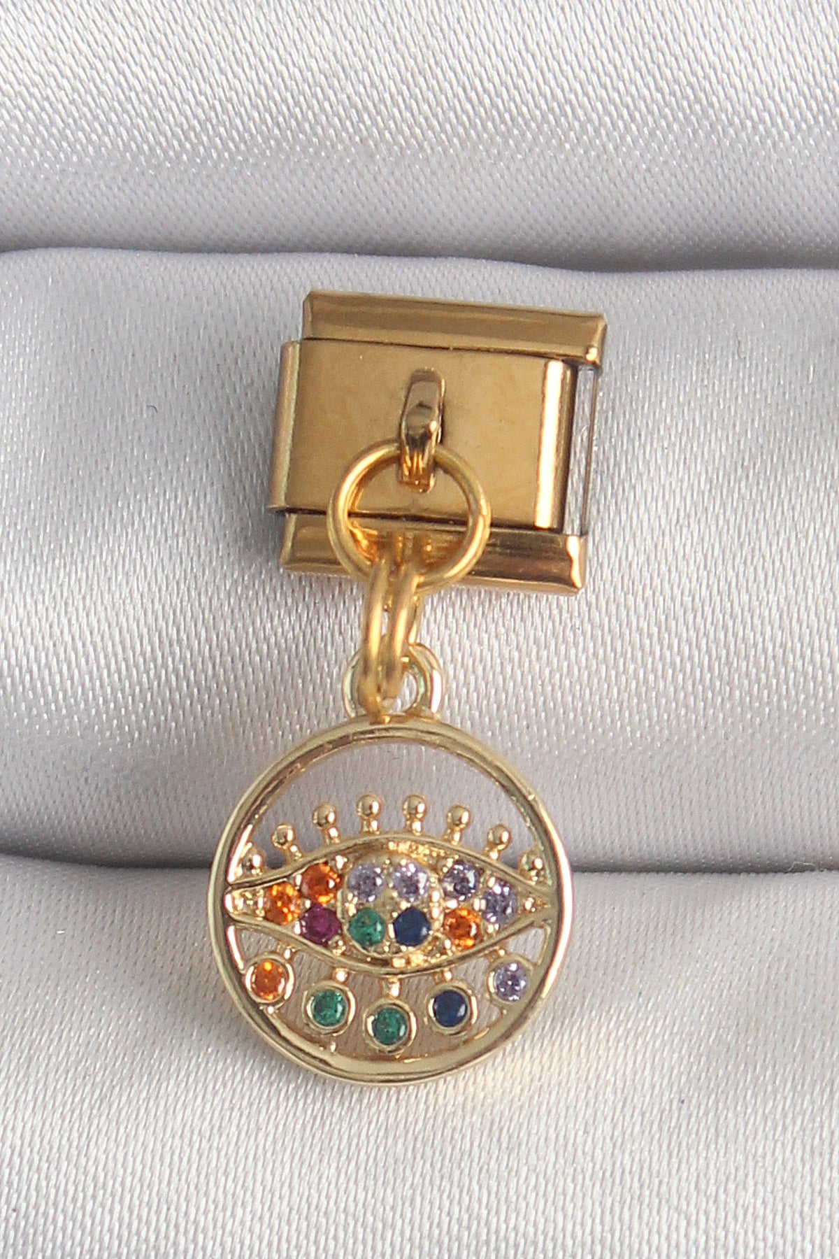 316L Steel Gold Color Dangle Colorful Zircon Stone Eye Model Nomination Charm