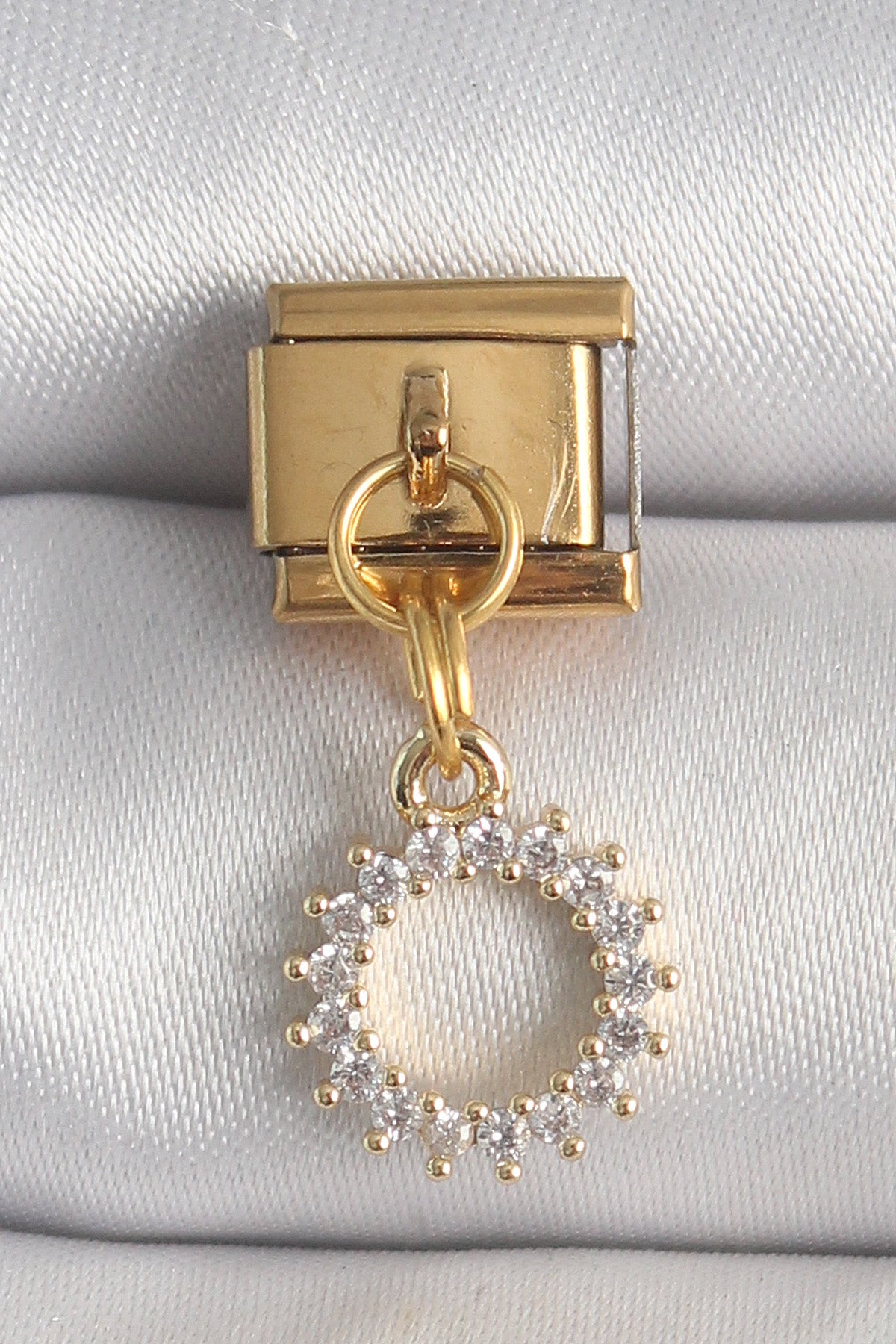 316L Steel Gold Color Zircon Stone Dangle Sun Model Nomination Charm