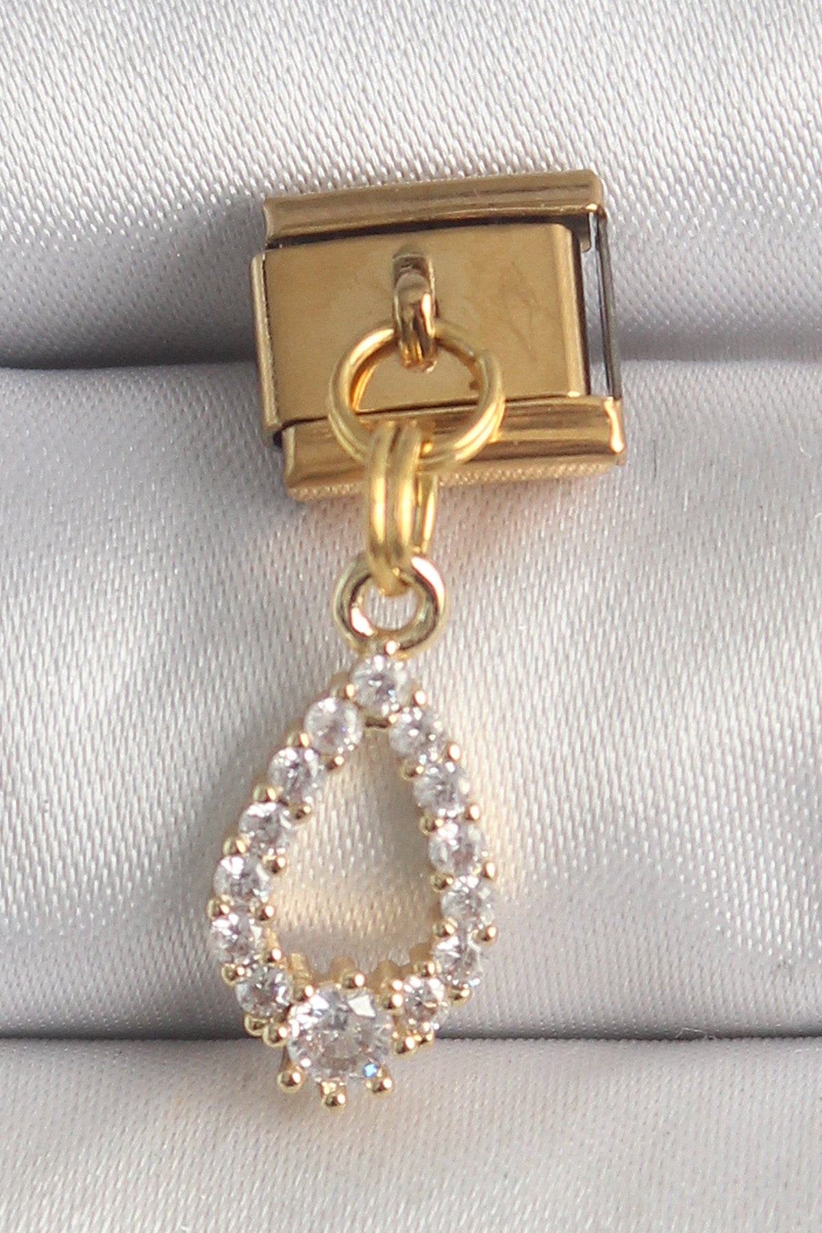 316L Steel Gold Color Dangle Zircon Stone Drop Model Nomination Charm