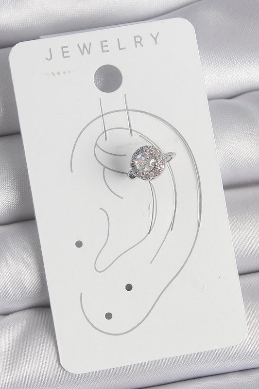 Brass Silver Color Zircon Stone Women's Cartilage Model Earrings