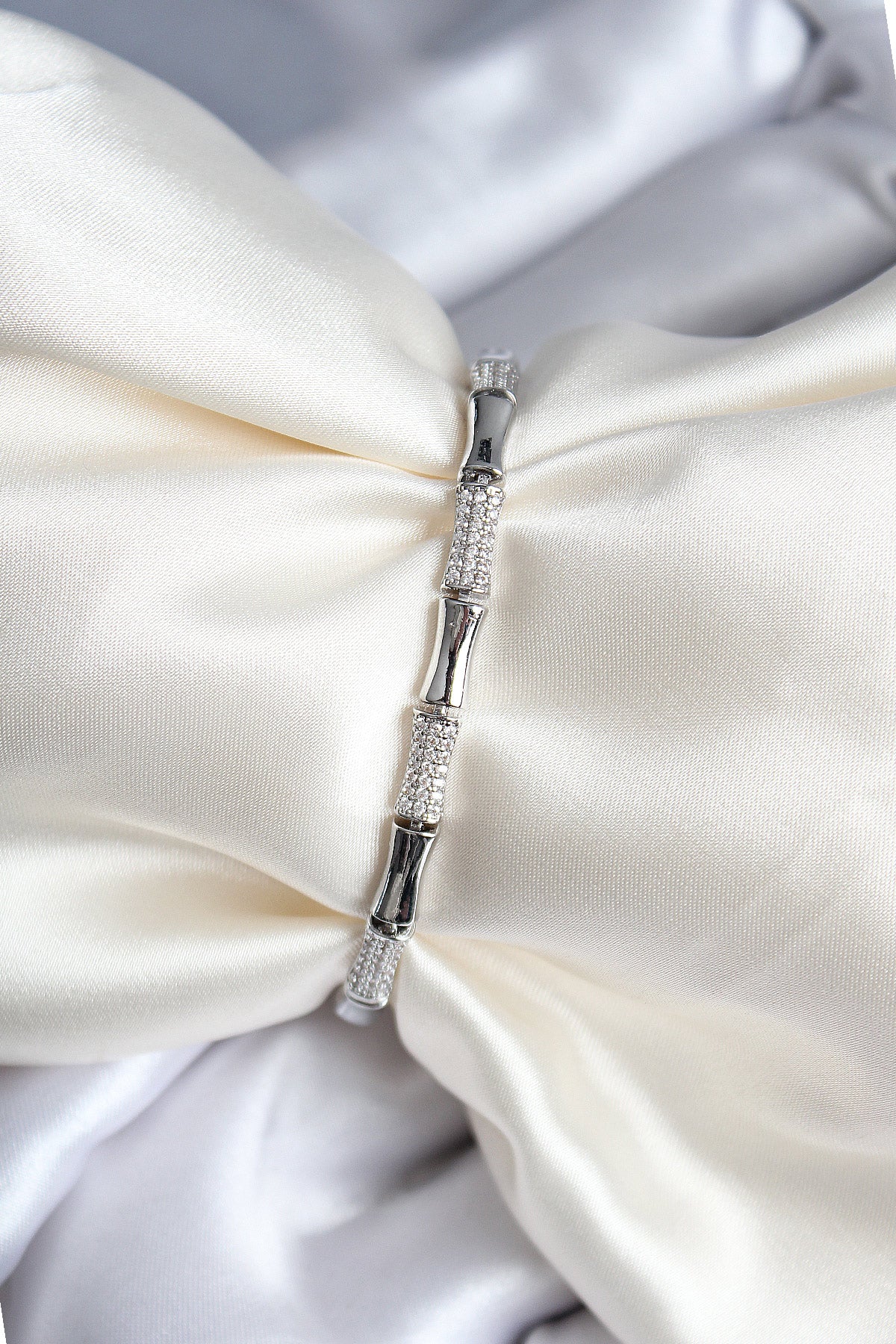 Brass Bone Model Zircon Stone Silver Color Women's Bracelet